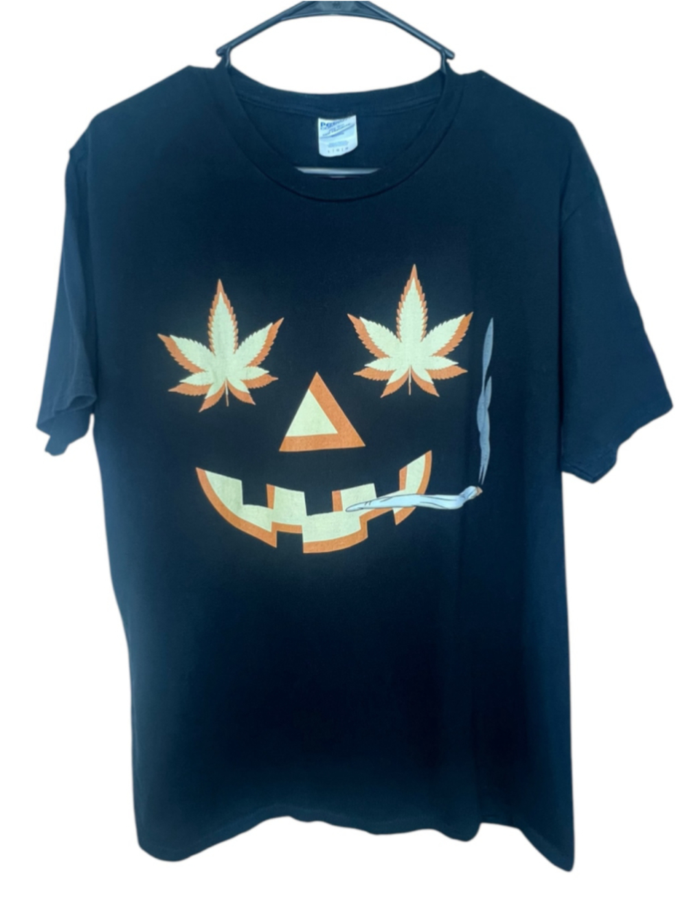Port&Company Halloween Jack O Lantern Weed Pumpkin Short Sleeve Graphic T-Shirt